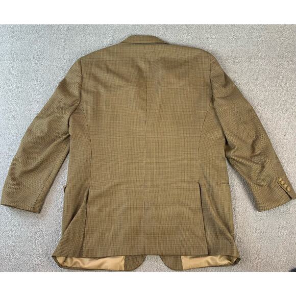 T. Harris London 100% Wool Sport Coat Blazer Suit Jacket Houndstooth Brown 46L - Picture 2 of 10